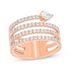 Pear-Shaped & Round-Cut Diamond Faux Wrap Ring 1-3/8 ct tw 14K Rose Gold