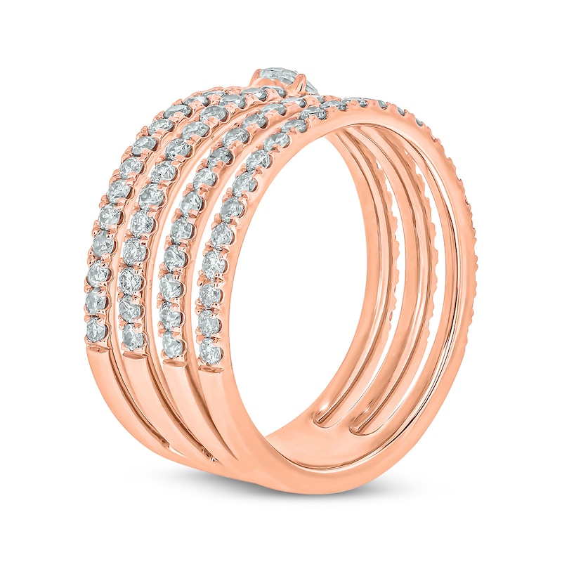 Pear-Shaped & Round-Cut Diamond Faux Wrap Ring 1-3/8 ct tw 14K Rose Gold