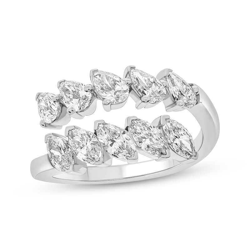 Pear-Shaped & Marquise-Cut Diamond Bypass Ring 1-3/4 ct tw 14K White Gold
