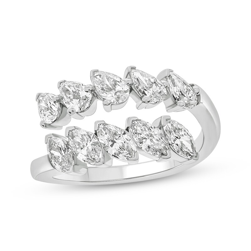 Pear-Shaped & Marquise-Cut Diamond Bypass Ring 1-3/4 ct tw 14K White Gold