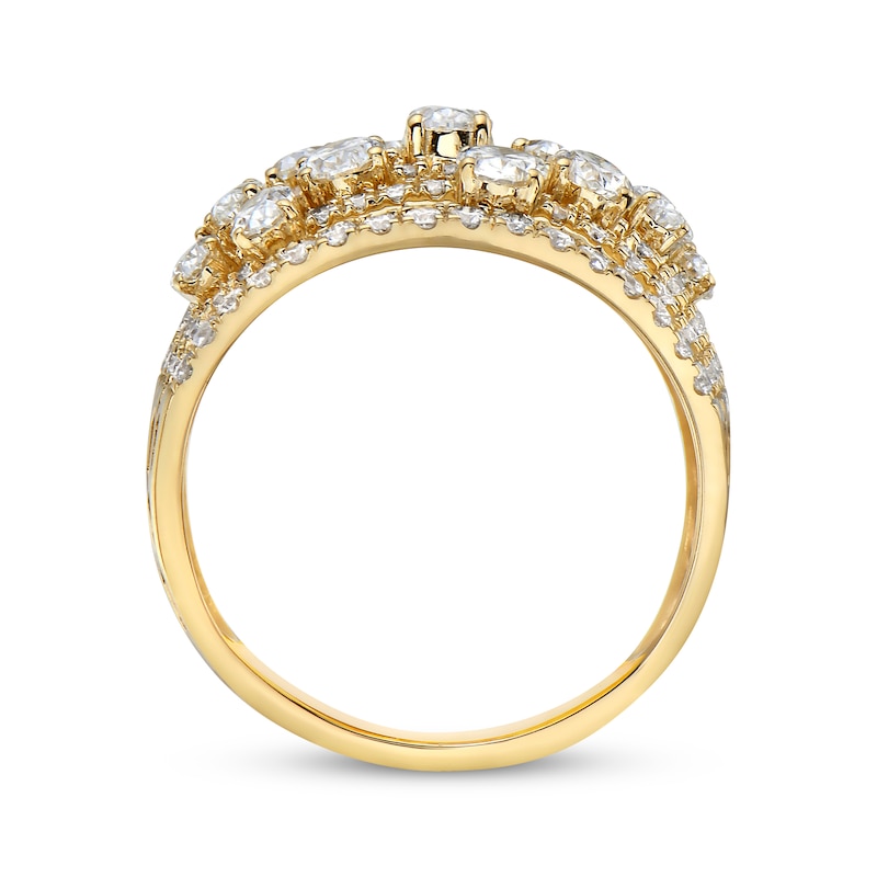 Oval & Round-Cut Diamond Multi-Row Scatter Ring 3 ct tw 14K Yellow Gold