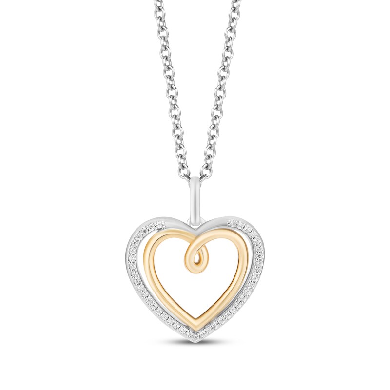 Hallmark Diamonds Double Heart Necklace 1/10 ct tw Sterling Silver