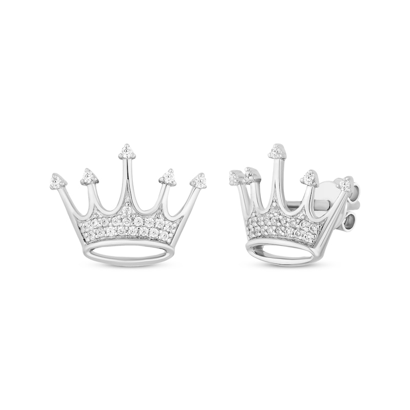 Main Image 1 of Hallmark Diamonds Crown Stud Earrings 1/8 ct tw Sterling Silver