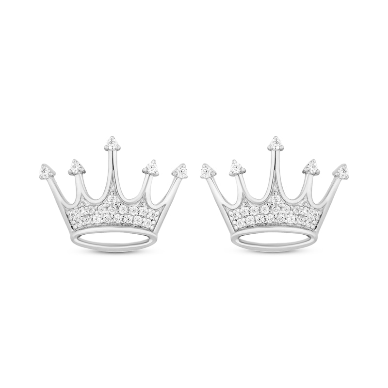 Hallmark Diamonds Crown Stud Earrings 1/8 ct tw Sterling Silver
