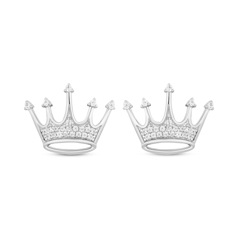 Main Image 2 of Hallmark Diamonds Crown Stud Earrings 1/8 ct tw Sterling Silver