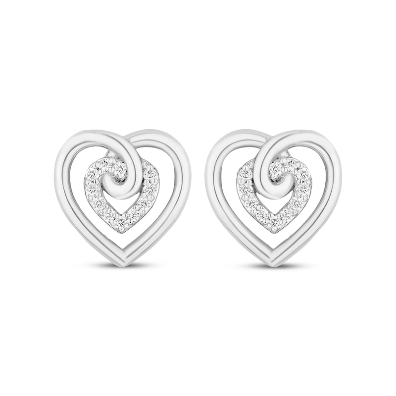 Hallmark Diamonds Double Heart Stud Earrings 1/15 ct tw Sterling Silver