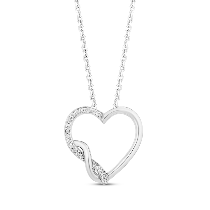 Main Image 1 of Hallmark Diamonds Twist Heart Necklace 1/20 ct tw Sterling Silver 18&quot;