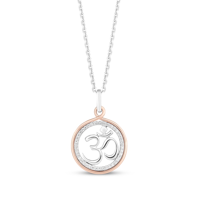 Main Image 1 of Hallmark Diamonds Om Necklace 1/10 ct tw Sterling Silver & 10K Rose Gold 18&quot;