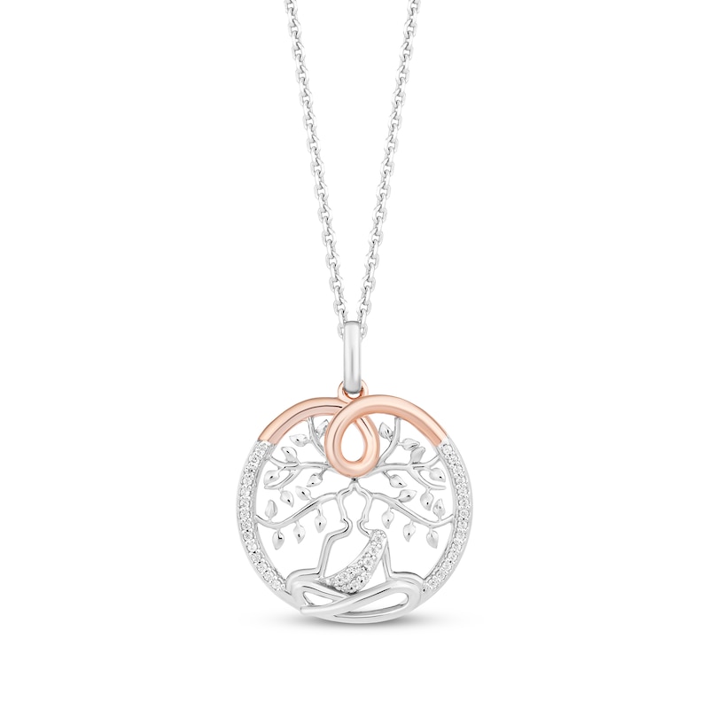 Main Image 1 of Hallmark Diamonds Buddha Tree of Life Necklace 1/15 ct tw Sterling Silver & 10K Rose Gold 18&quot;
