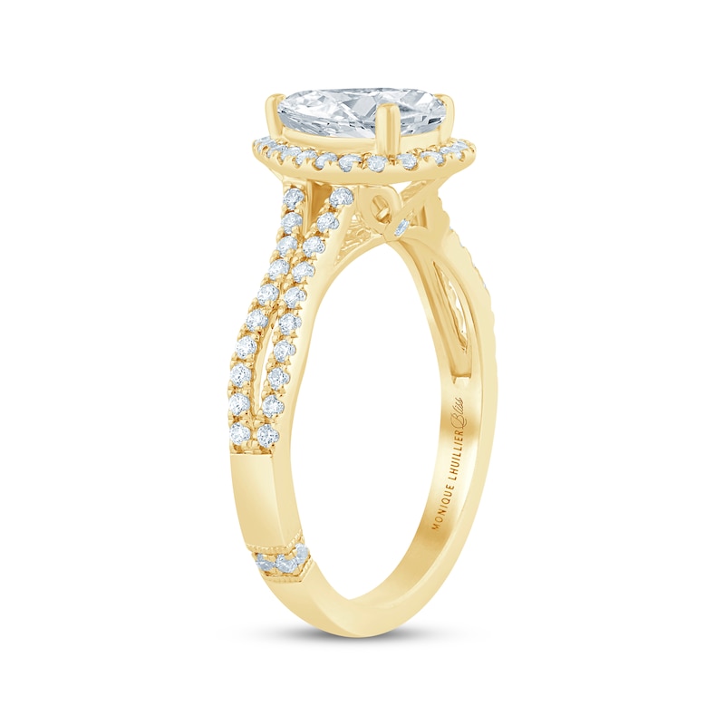 Main Image 2 of Monique Lhuillier Bliss Pear-Shaped Lab-Grown Diamond Engagement Ring 1-1/3 ct tw 18K Yellow Gold
