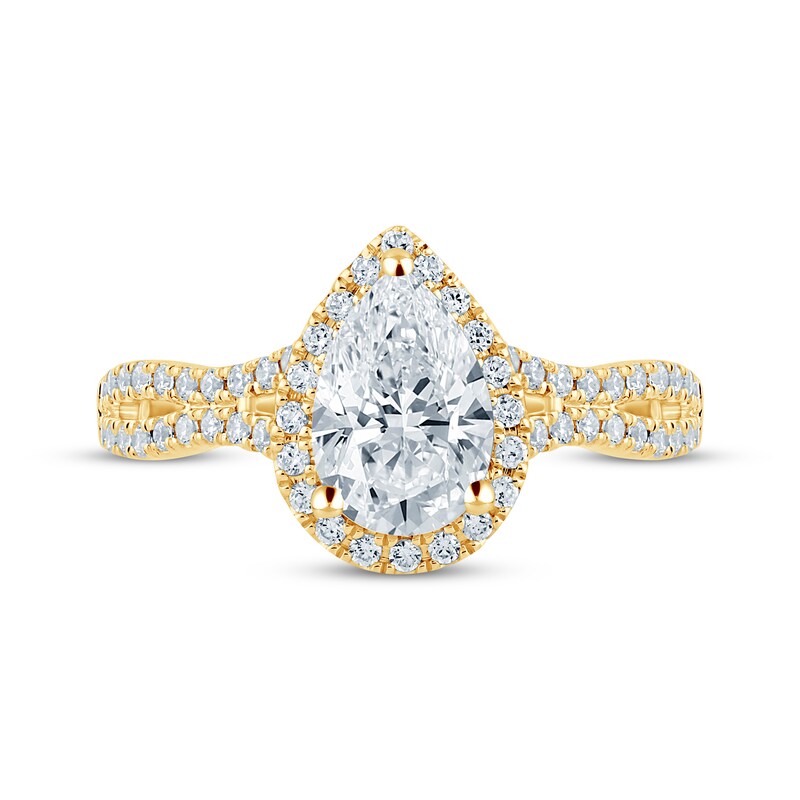 Main Image 4 of Monique Lhuillier Bliss Pear-Shaped Lab-Grown Diamond Engagement Ring 1-1/3 ct tw 18K Yellow Gold