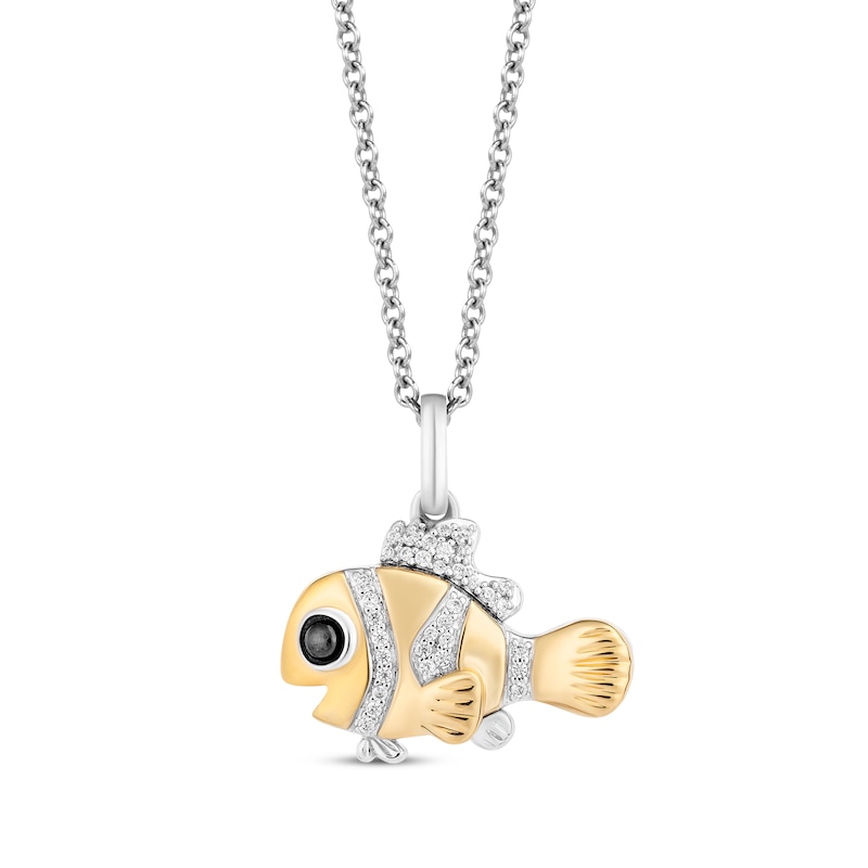 Disney Treasures Finding Nemo Diamond "Nemo" Necklace 1/15 ct tw Sterling Silver & 10K Yellow Gold 19"