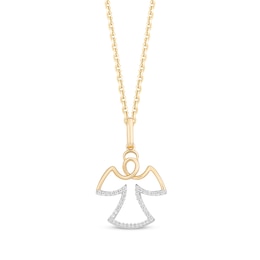 Hallmark Diamonds Angel Necklace 1/10 ct tw 10K Yellow Gold 18"