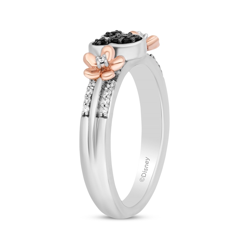 Main Image 2 of Disney Treasures Mickey Mouse Black & White Diamond Ring 1/6 ct tw Sterling Silver & 10K Rose Gold