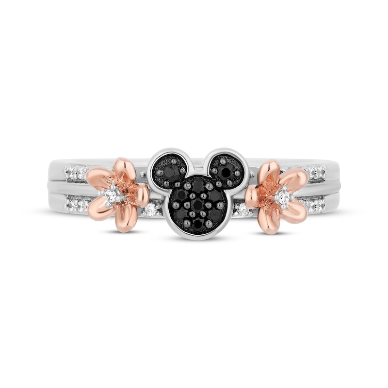 Main Image 4 of Disney Treasures Mickey Mouse Black & White Diamond Ring 1/6 ct tw Sterling Silver & 10K Rose Gold