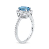 Thumbnail Image 2 of Emerald-Cut Swiss Blue Topaz & White Lab-Created Sapphire Ring Sterling Silver