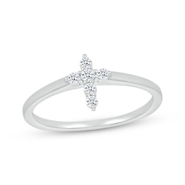 Diamond Mini Cross Ring 1/8 ct tw Sterling Silver