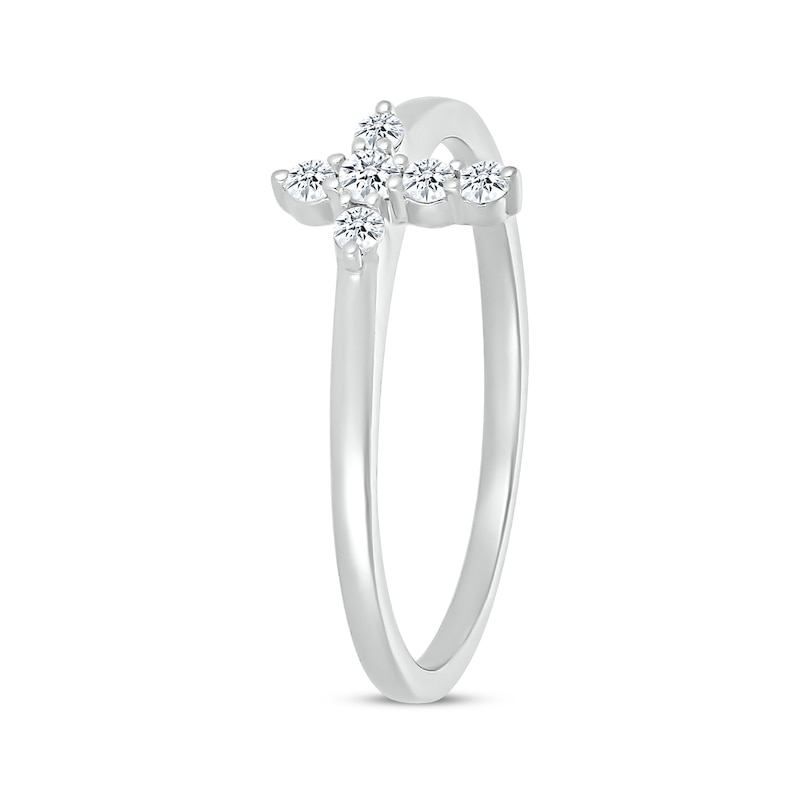 Main Image 2 of Diamond Mini Cross Ring 1/8 ct tw Sterling Silver