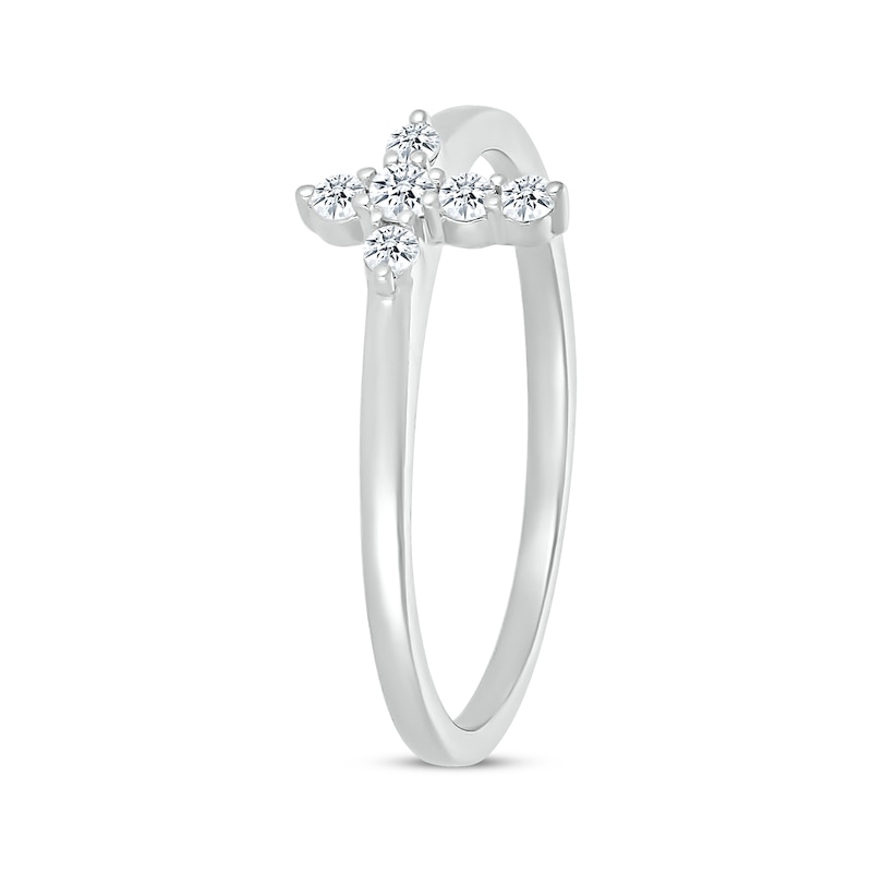 Diamond Mini Cross Ring 1/8 ct tw Sterling Silver