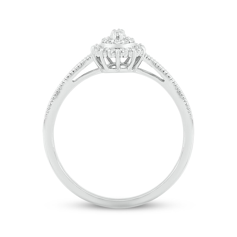 Main Image 2 of Multi-Diamond Center Vintage-Style Pear-Shaped Ring 1/6 ct tw Sterling Silver
