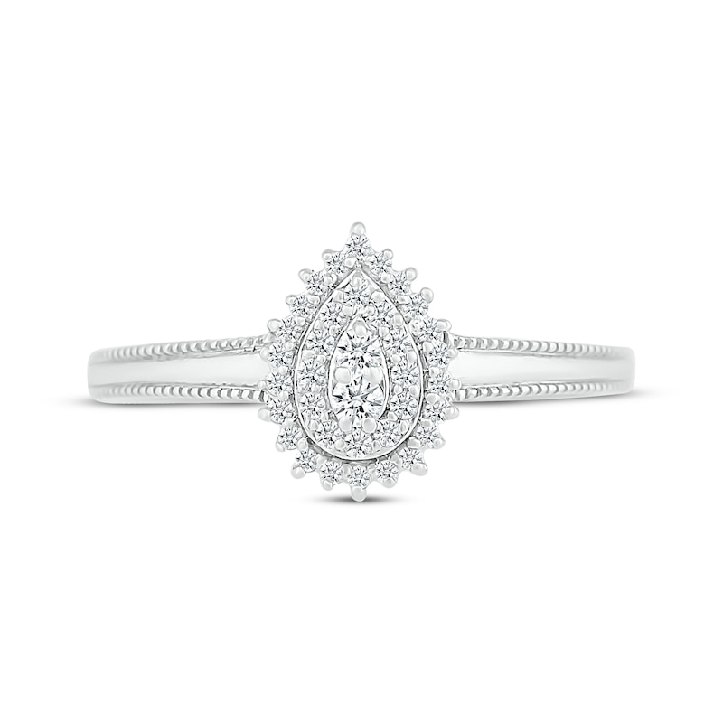 Main Image 3 of Multi-Diamond Center Vintage-Style Pear-Shaped Ring 1/6 ct tw Sterling Silver