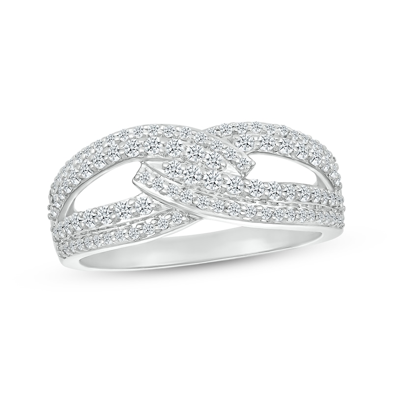 Main Image 1 of Diamond Split Shank Overlap Ring 5/8 ct tw Sterling Silver