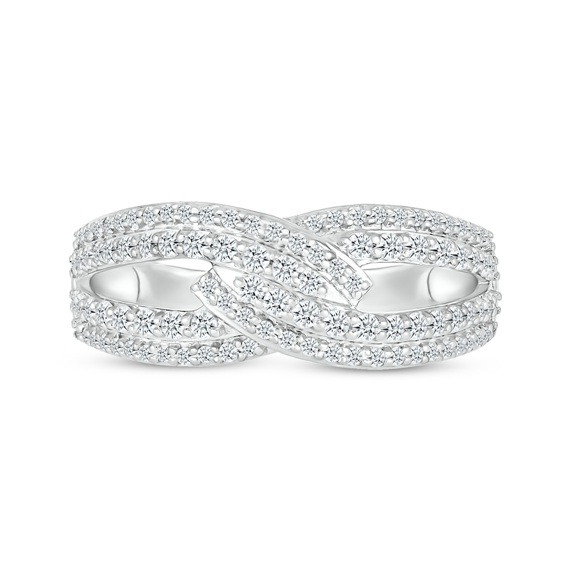 Main Image 3 of Diamond Split Shank Overlap Ring 5/8 ct tw Sterling Silver
