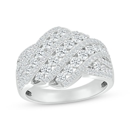 Diamond Multi-Row Diagonal Crossover Ring 1 ct tw 10K White Gold