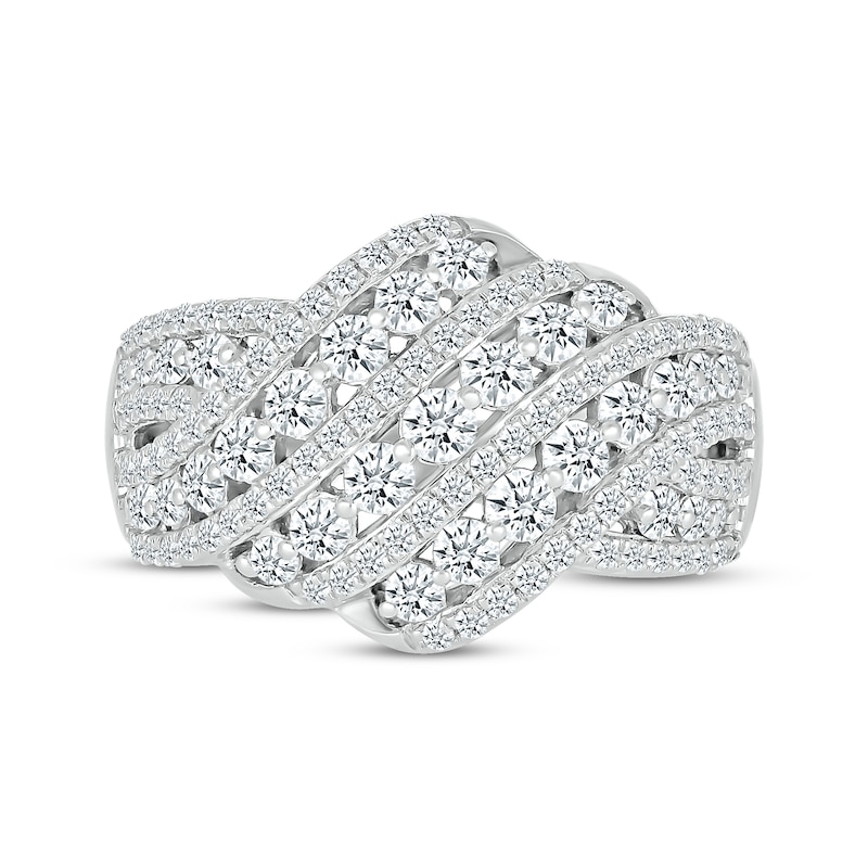 Main Image 3 of Diamond Multi-Row Diagonal Crossover Ring 1 ct tw 10K White Gold