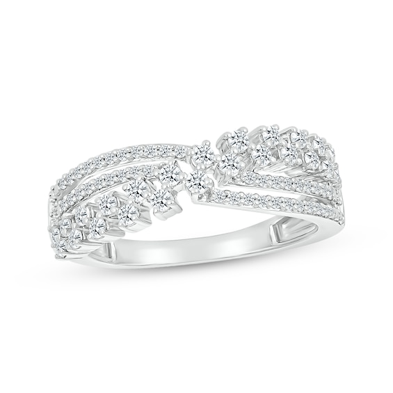 Diamond Multi-Row Checkerboard Ring 1/2 ct tw 10K White Gold