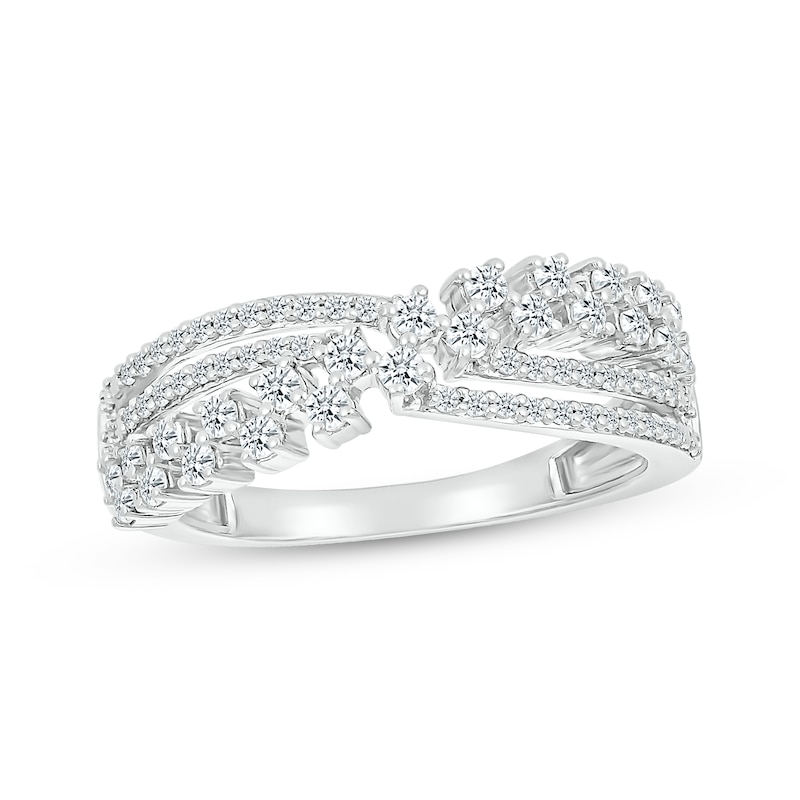 Main Image 1 of Diamond Multi-Row Checkerboard Ring 1/2 ct tw 10K White Gold