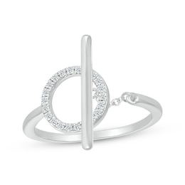 Diamond Toggle Clasp Ring 1/8 ct tw Sterling Silver