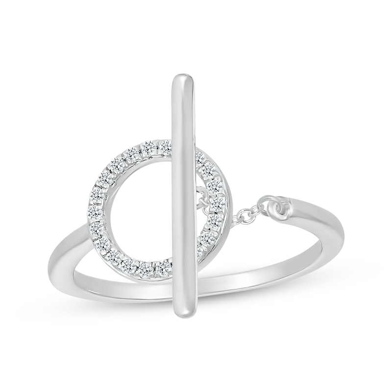 Main Image 1 of Diamond Toggle Clasp Ring 1/8 ct tw Sterling Silver