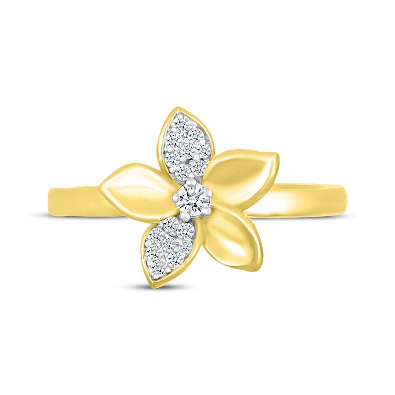 Main Image 3 of Diamond Petals Flower Ring 1/8 ct tw 10K Yellow Gold
