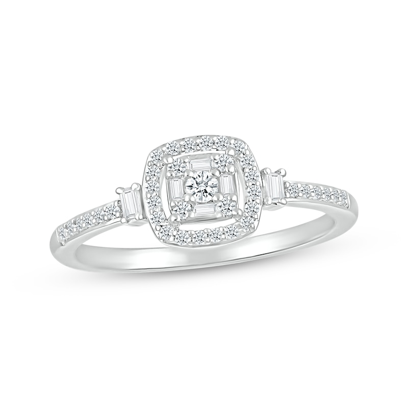 Baguette & Round-Cut Multi-Diamond Center Promise Ring 1/4 ct tw ...