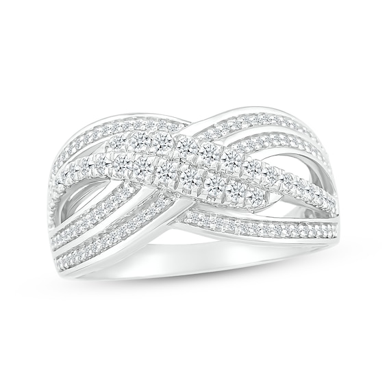 Diamond Multi-Row Crossover Ring 1/2 ct tw Sterling Silver