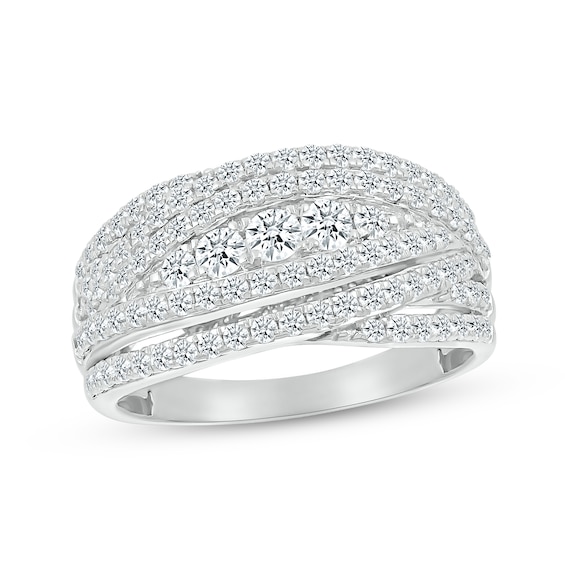 Diamond Crossover Swoop Ring 1 ct tw 10K White Gold