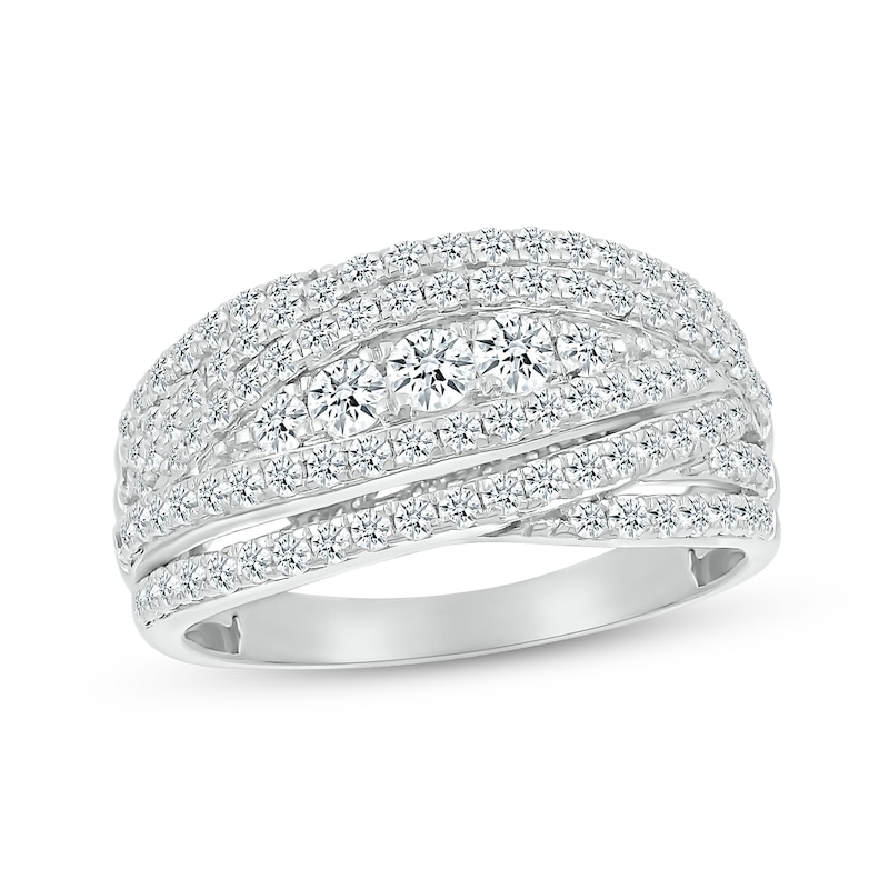Main Image 1 of Diamond Crossover Swoop Ring 1 ct tw 10K White Gold