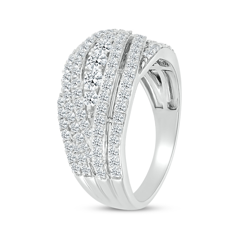Main Image 2 of Diamond Crossover Swoop Ring 1 ct tw 10K White Gold