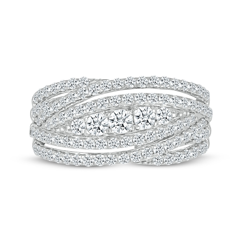 Main Image 4 of Diamond Crossover Swoop Ring 1 ct tw 10K White Gold