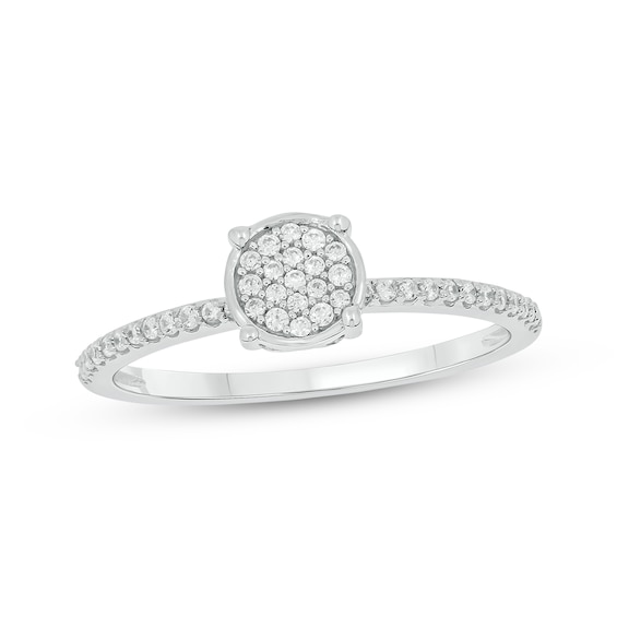 Multi-Diamond Center Circle Promise Ring 1/5 ct tw 10K White Gold