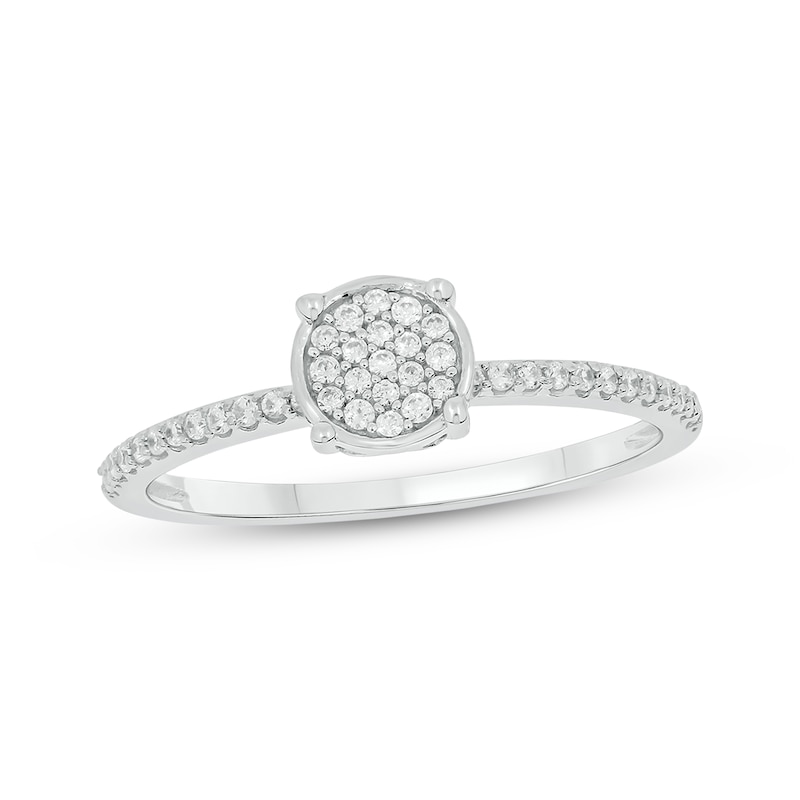 Main Image 1 of Multi-Diamond Center Circle Promise Ring 1/5 ct tw 10K White Gold