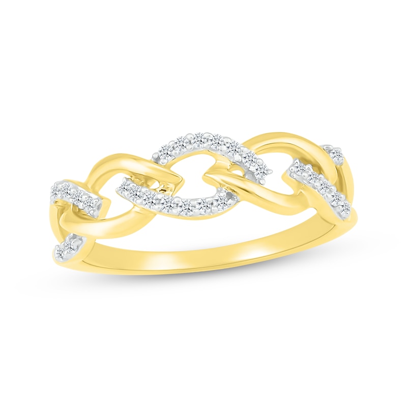 Main Image 1 of Diamond Alternating Link Ring 1/6 ct tw 10K Yellow Gold