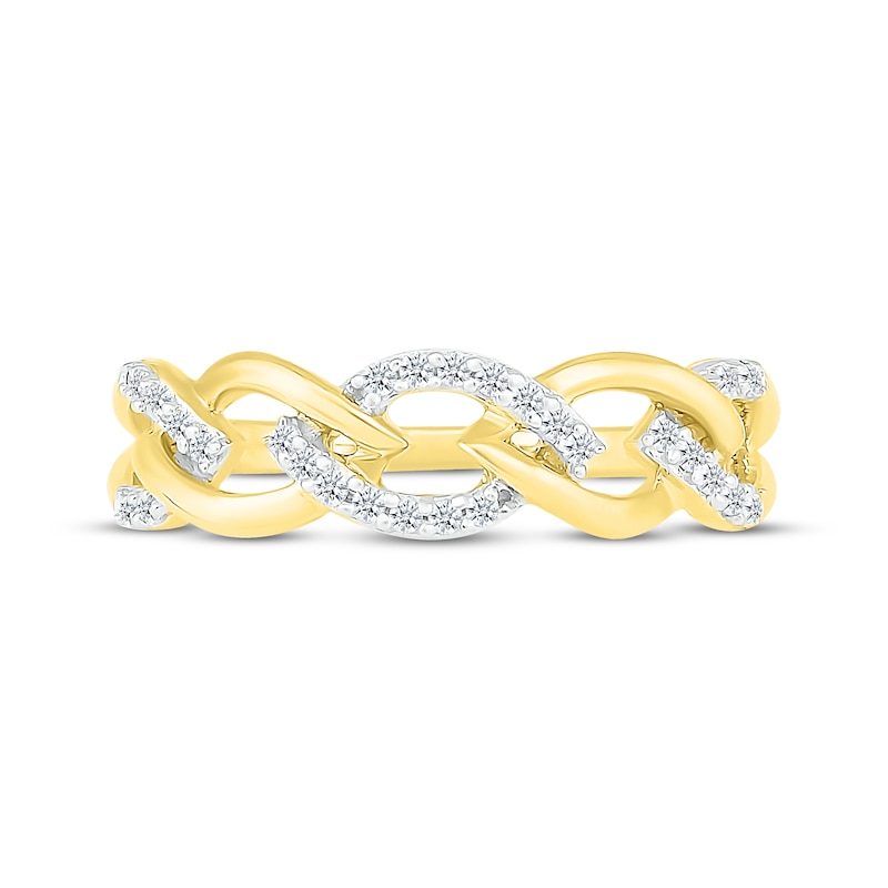 Main Image 2 of Diamond Alternating Link Ring 1/6 ct tw 10K Yellow Gold