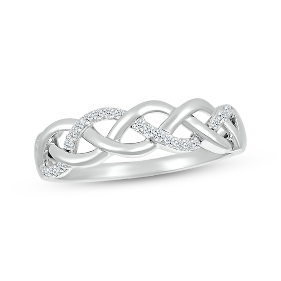 Diamond Open Braid Ring 1/10 ct tw Sterling Silver