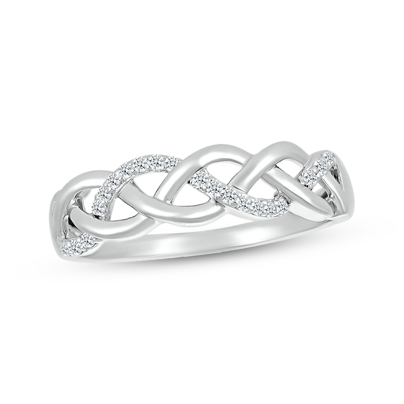 Main Image 1 of Diamond Open Braid Ring 1/10 ct tw Sterling Silver