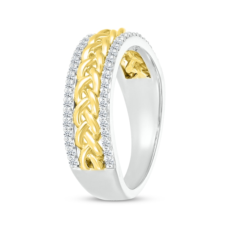 Main Image 2 of Diamond Braided Center Ring 1/4 ct tw Sterling Silver & 10K Yellow Gold