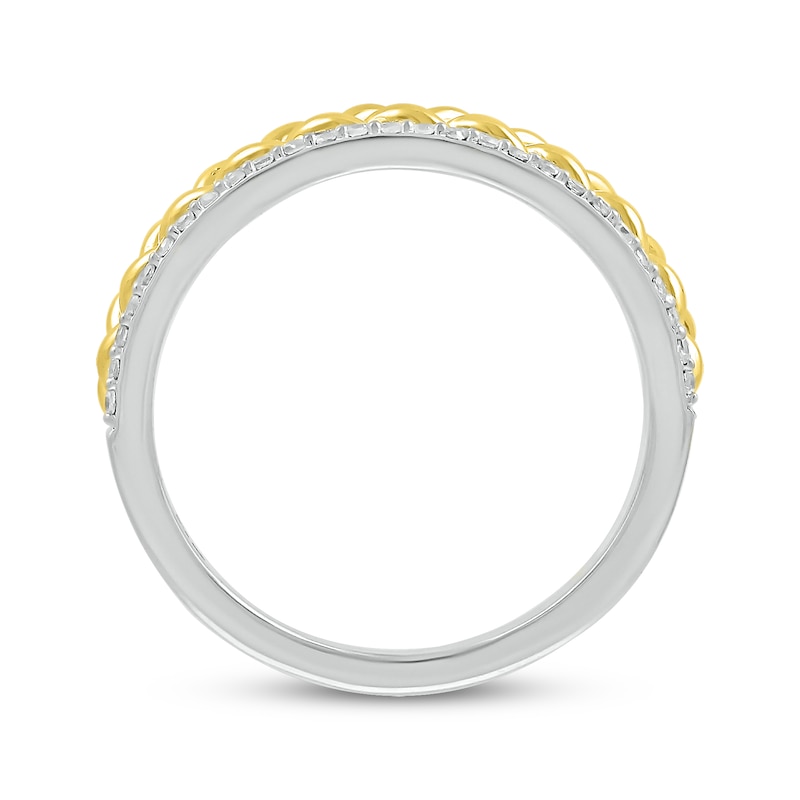 Main Image 3 of Diamond Braided Center Ring 1/4 ct tw Sterling Silver & 10K Yellow Gold