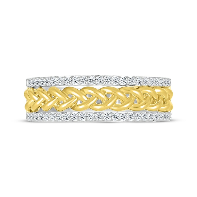 Main Image 4 of Diamond Braided Center Ring 1/4 ct tw Sterling Silver & 10K Yellow Gold