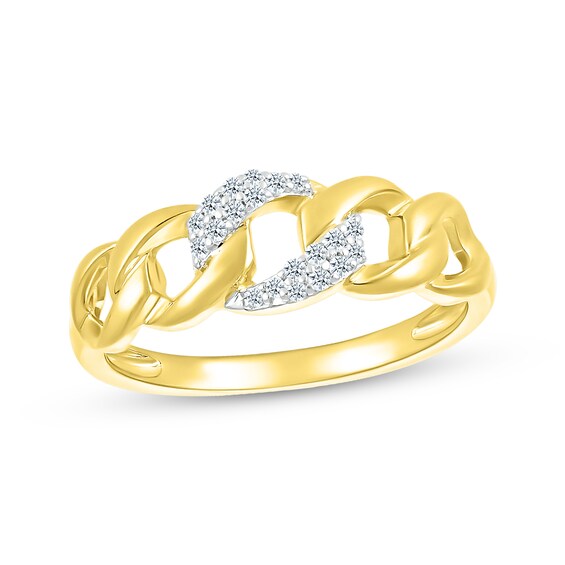 Diamond Chain Links Ring 1/10 ct tw 10K Yellow Gold Kay